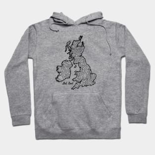 Get Lost Hiking Topographic Art Hike United Kingdom State Map Hoodie